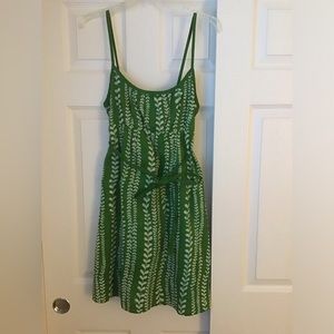 Green and white spring dress